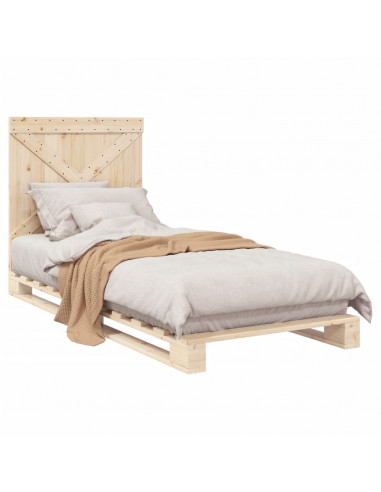 Giroletto con Testiera 90x200 cm in Legno Massello di Pino