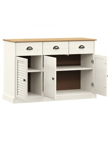 Credenza Cassetti VIGO 113x40x75 cm Legno Massello Pino Bianco