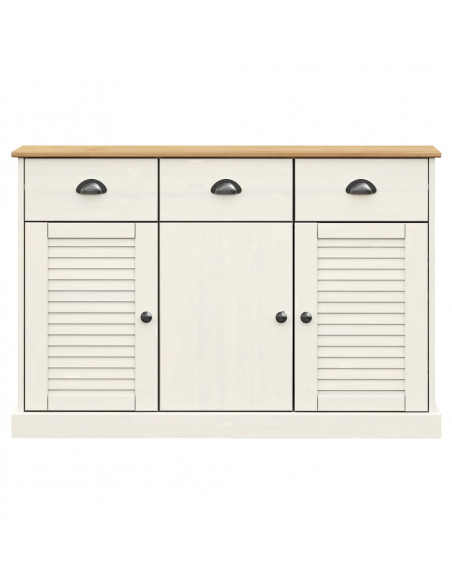 Credenza Cassetti VIGO 113x40x75 cm Legno Massello Pino Bianco