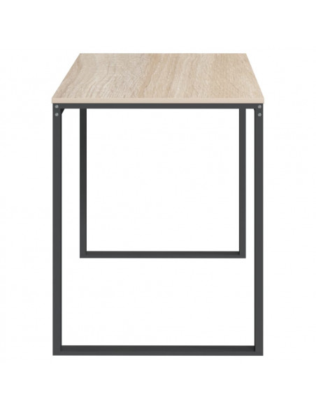 Scrivania Computer Nera e Rovere 110x60x73 cm Legno Multistrato