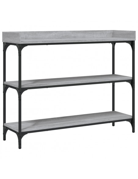 Tavolino Consolle con Ripiani Grigio Sonoma 100x30x80 cm