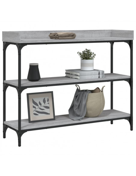 Tavolino Consolle con Ripiani Grigio Sonoma 100x30x80 cm