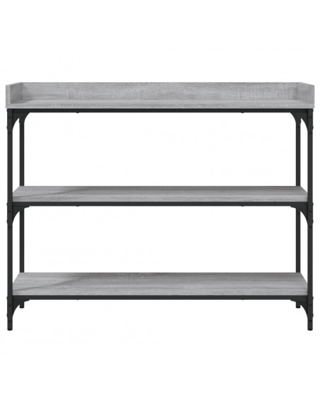 Tavolino Consolle con Ripiani Grigio Sonoma 100x30x80 cm