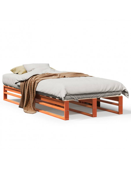 Letto senza Materasso Marrone Cera 75x190 cm in Legno di Pino