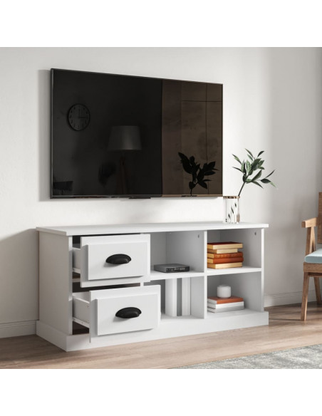 Mobile Porta TV Bianco 102x35,5x47,5 cm in Legno Multistrato