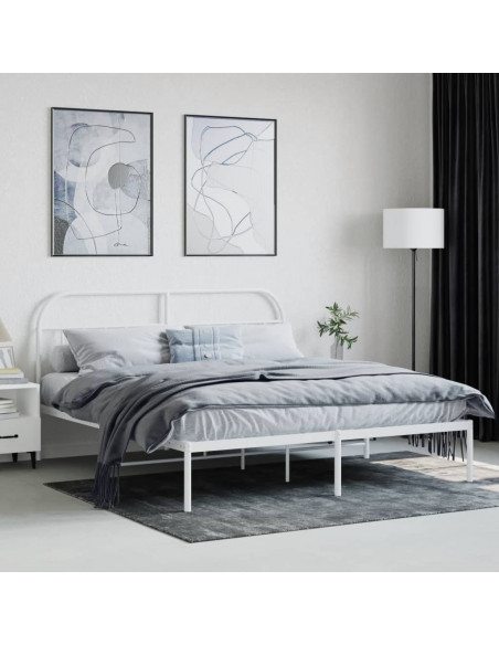 Giroletto con Testiera Metallo Bianco 183x213 cm