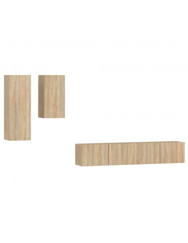 Set di Mobili Porta TV 4 pz Rovere Sonoma in Legno Multistrato