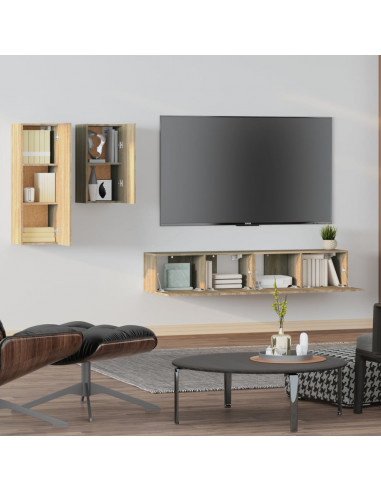 Set di Mobili Porta TV 4 pz Rovere Sonoma in Legno Multistrato