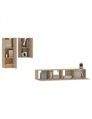 Set di Mobili Porta TV 4 pz Rovere Sonoma in Legno Multistrato