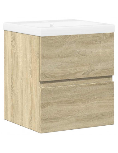 Set Mobili da Bagno 2 pz Rovere Sonoma in Legno Multistrato