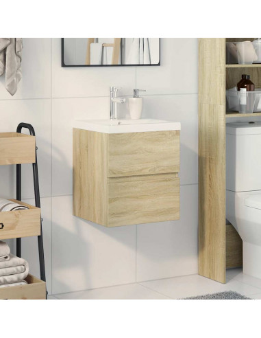 Set Mobili da Bagno 2 pz Rovere Sonoma in Legno Multistrato