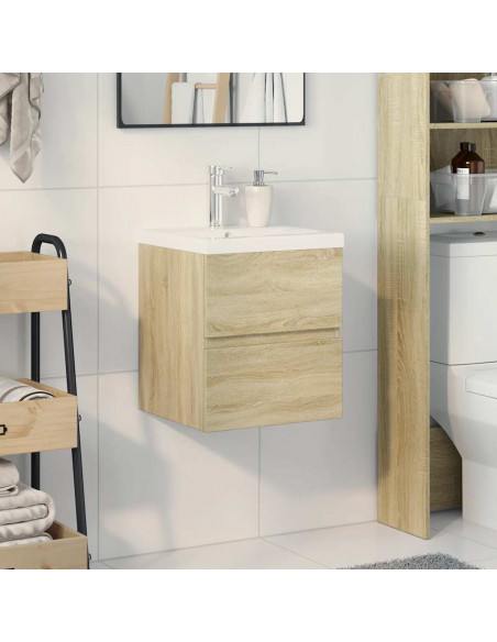 Set Mobili da Bagno 2 pz Rovere Sonoma in Legno Multistrato