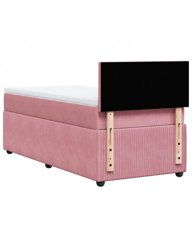 Giroletto a Molle con Materasso Rosa 90x200 cm in Velluto