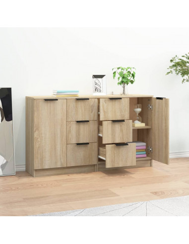 Credenze 2 pz Rovere Sonoma 60x30x70 cm in Legno Multistrato