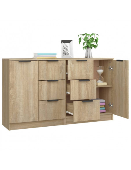 Credenze 2 pz Rovere Sonoma 60x30x70 cm in Legno Multistrato