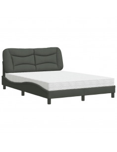 Letto con Materasso Grigio Scuro 140x190 cm Tessuto 2