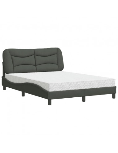 Letto con Materasso Grigio Scuro 140x190 cm Tessuto