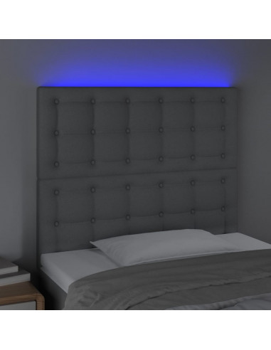 Testiera a LED Grigio Chiaro 100x5x118/128 cm in Tessuto