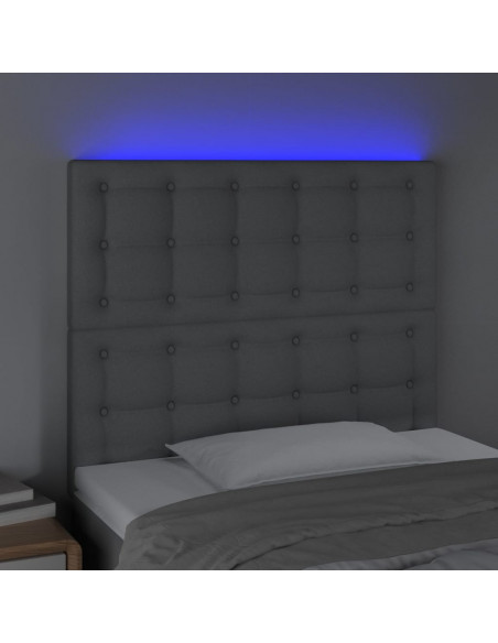 Testiera a LED Grigio Chiaro 100x5x118/128 cm in Tessuto