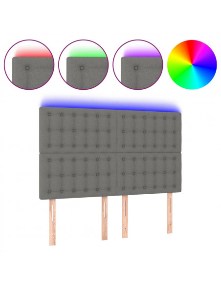 Testiera a LED GrigioScuro 144x5x118/128cm inTessuto