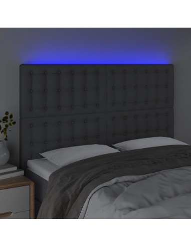 Testiera a LED GrigioScuro 144x5x118/128cm inTessuto