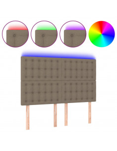 Testiera a LED Tortora 144x5x118/128 cm in Tessuto 2