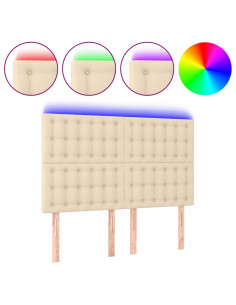 Testiera a LED Crema 144x5x118/128 cm in Tessuto 2