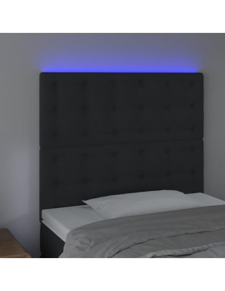 Testiera a LED Nera 100x5x118/128 cm in Velluto