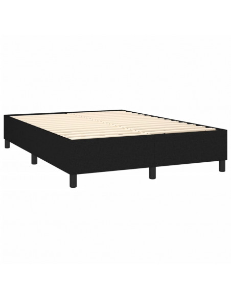 Letto a Molle con Materasso e LED Nero 140x190 cm in Tessuto