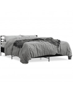 Giroletto Nero 150x200 cm in Legno Multistrato e Metallo 2