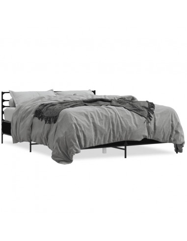 Giroletto Nero 150x200 cm in Legno Multistrato e Metallo