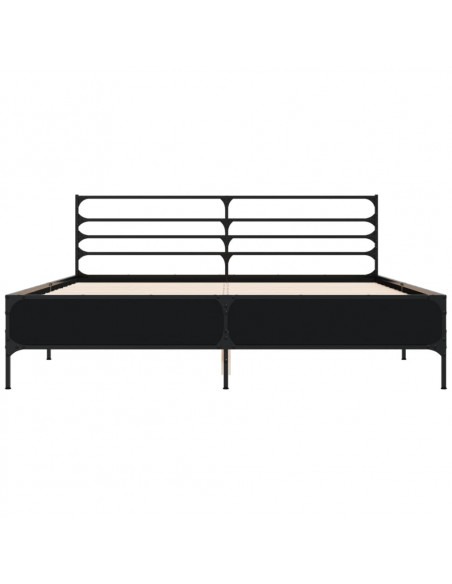 Giroletto Nero 150x200 cm in Legno Multistrato e Metallo