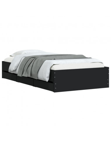 Giroletto con Cassetti Nero 90x190 cm in Legno Multistrato