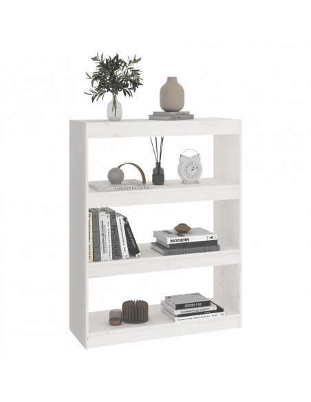 Libreria/Divisorio Bianco 80x30x103,5 cm in Massello di Pino