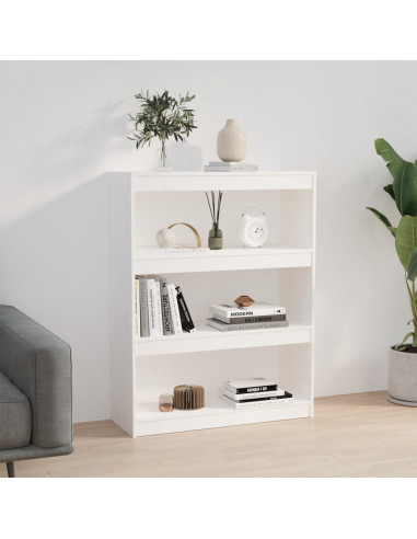 Libreria/Divisorio Bianco 80x30x103,5 cm in Massello di Pino