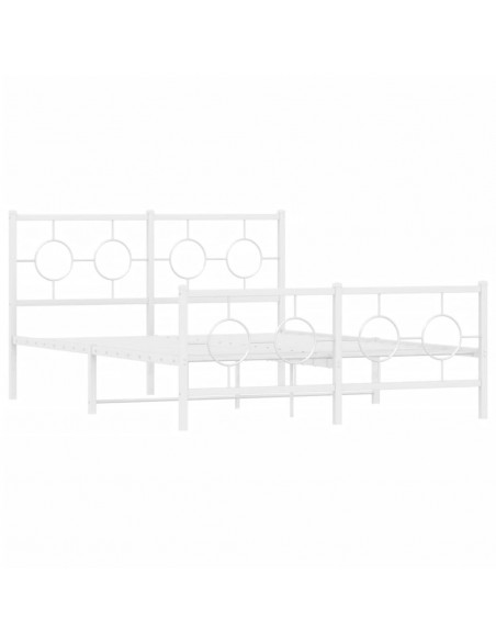 Giroletto con Testiera e Pediera Metallo Bianco 140x190 cm