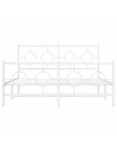 Giroletto con Testiera e Pediera Metallo Bianco 140x190 cm