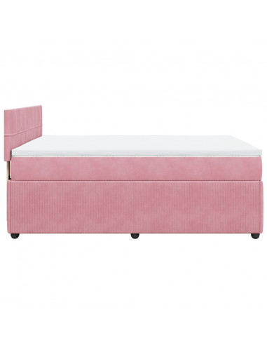 Giroletto a Molle con Materasso Rosa 160x200 cm in Velluto