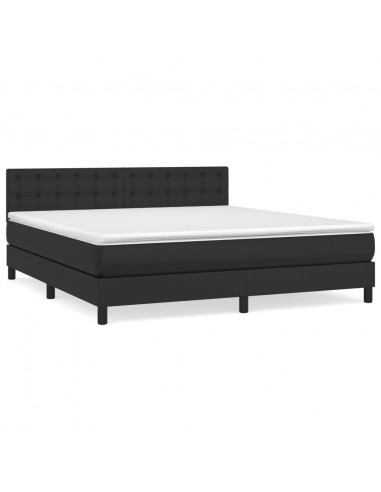 Giroletto a Molle con Materasso Nero 180x200 cm in Similpelle