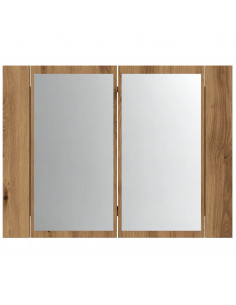 Mobile Specchio LED Rovere Artigianale 60x12x45 cm Multistrato 2