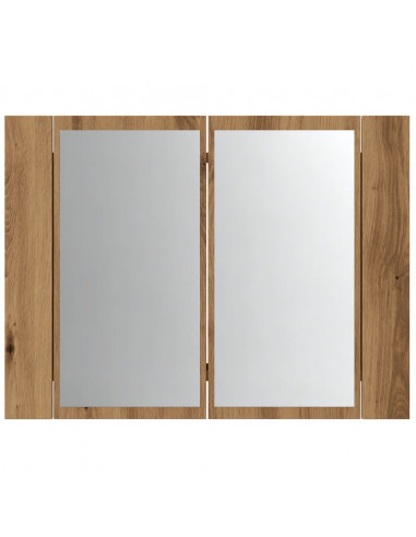 Mobile Specchio LED Rovere Artigianale 60x12x45 cm Multistrato