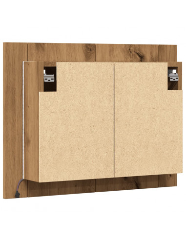 Mobile Specchio LED Rovere Artigianale 60x12x45 cm Multistrato