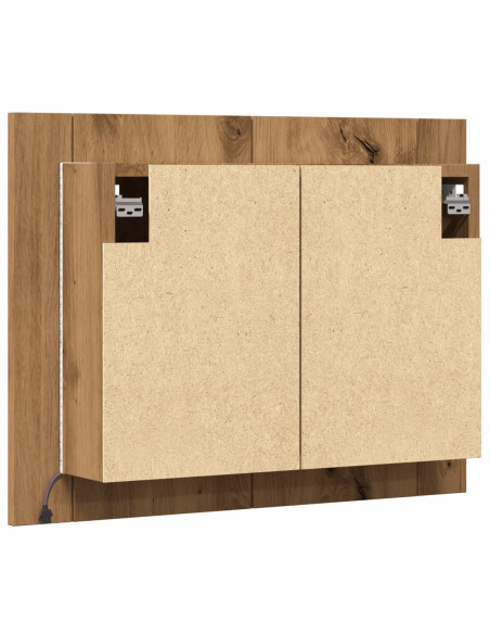 Mobile Specchio LED Rovere Artigianale 60x12x45 cm Multistrato
