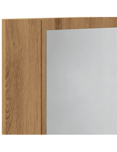 Mobile Specchio LED Rovere Artigianale 60x12x45 cm Multistrato