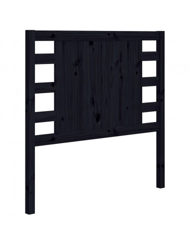 Testiera per Letto Nera 96x4x100 cm in Legno Massello di Pino