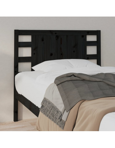 Testiera per Letto Nera 96x4x100 cm in Legno Massello di Pino