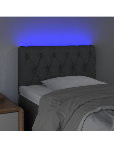 Testiera a LED Grigio Scuro 80x7x78/88 cm in Tessuto