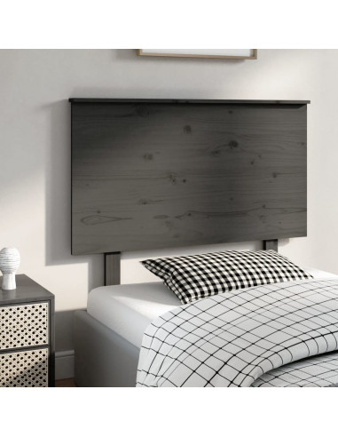 Testiera per Letto Grigia 104x6x82,5 cm Legno Massello di Pino