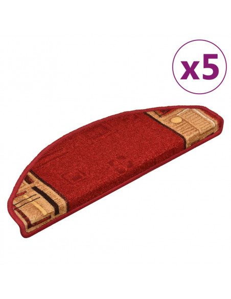 Tappetini per Scale Autoadesivi 5 pz 65x21x4 cm Rossi