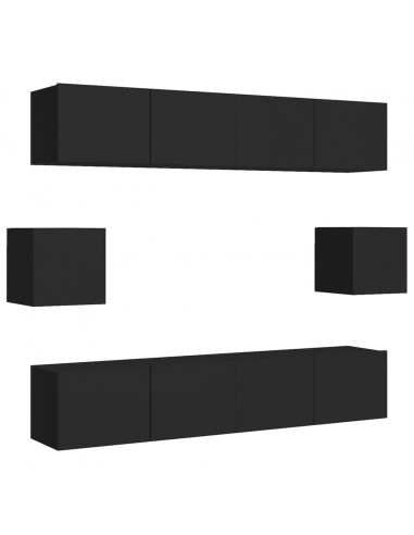 Set di Mobili Porta TV 6 pz Nero in Legno Multistrato